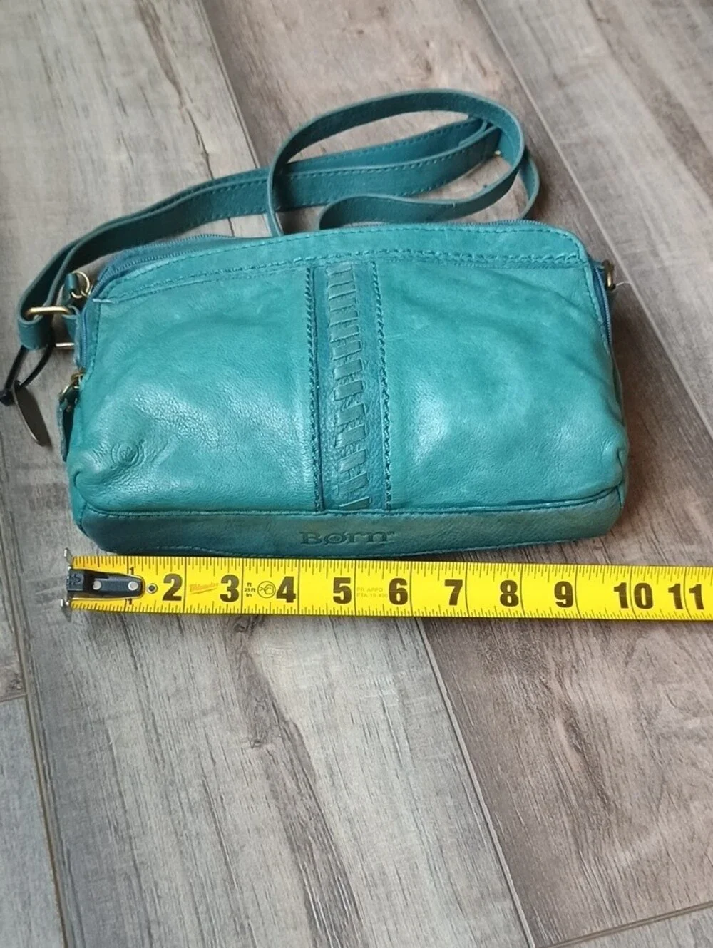 Born Teal Crossbody Leather Bag with Dual Zips - Picture 4 of 14
